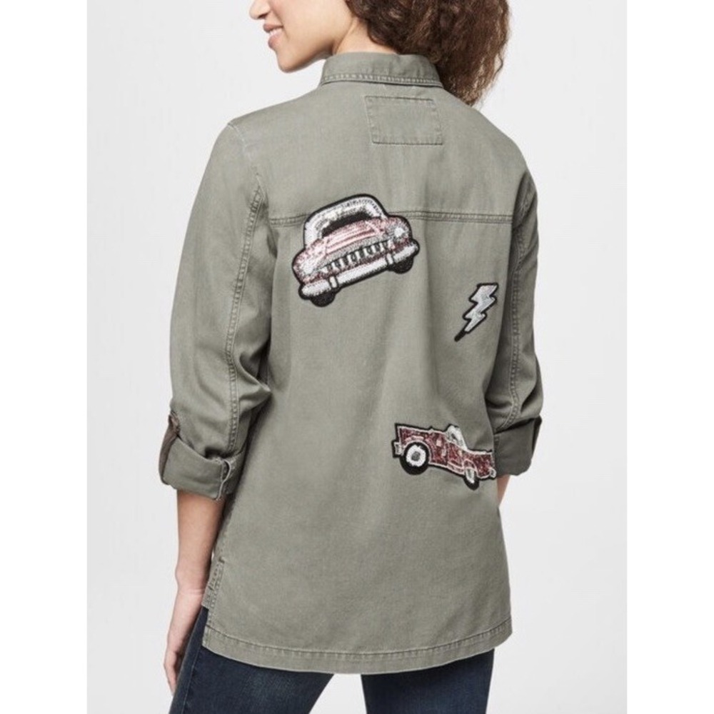 Aeropostale Sequin‎ Car Shirt Jacket 50s Rockabilly Swing Style LARGE